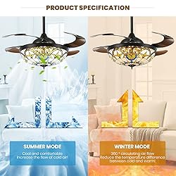 Siljoy 42" Tiffany Ceiling Fan Stained Glass