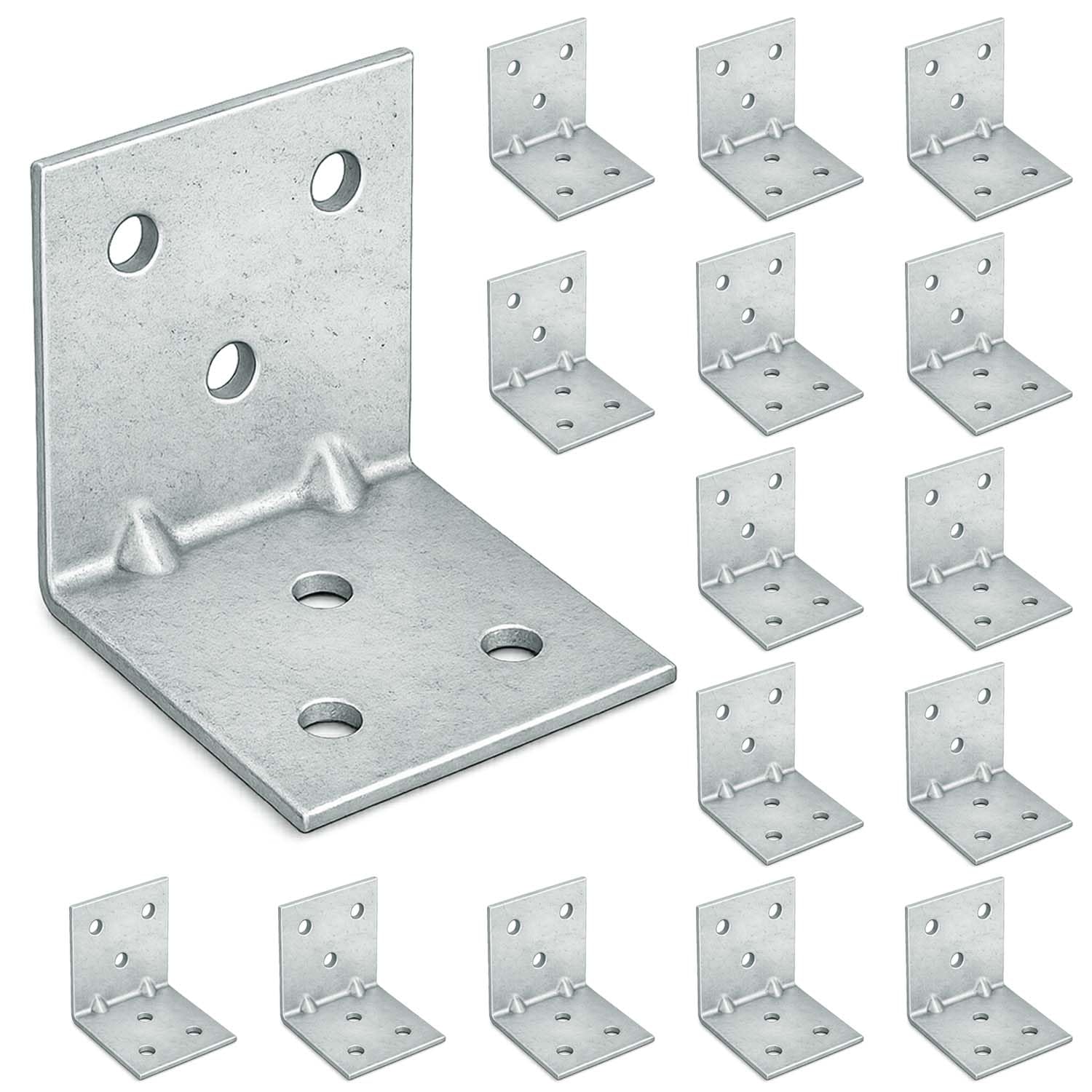 OMIDEAS 15 x Corner Brackets (40 x 40 x 40) Angle Reinforced Metal Braces Wood Timber Galvanised Steel Sheet Connecting Joining Fixing L Repair Connector