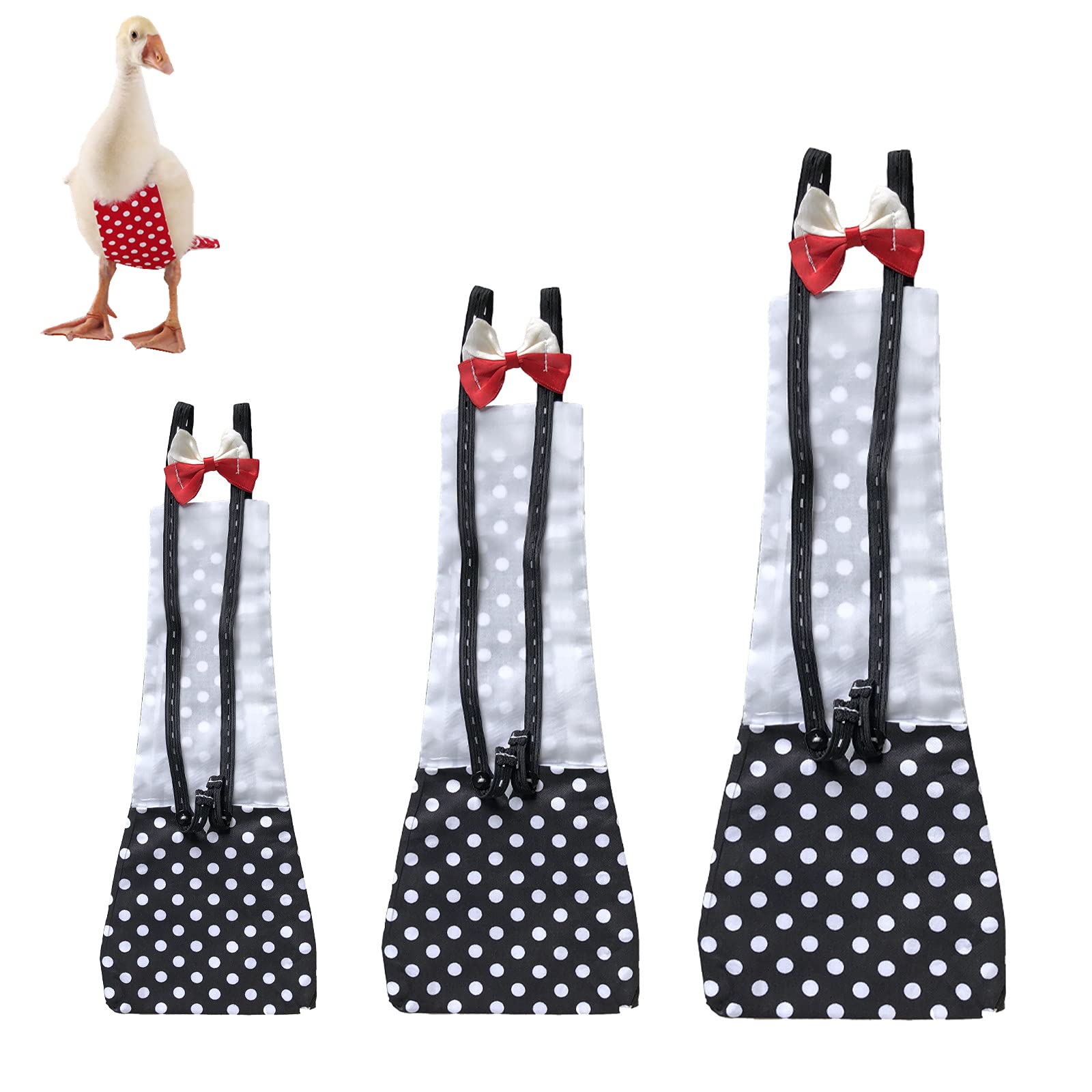 Chicken Duck Goose Diaper Washable Pet Bow Tie Diapers for Hens Roosters Poultry 1 Pack (S, Black)