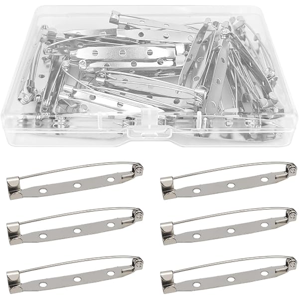 HBC 1 Inch Brooch Pin Backs - 144 Pack For DIY Jewelry And Craft Projects