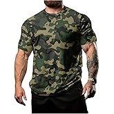 RoseSeek Men's Camouflage T Shirts Short Sleeve Crew Neck Camo Summer Tee Tops Hunting Outdoor Clothes