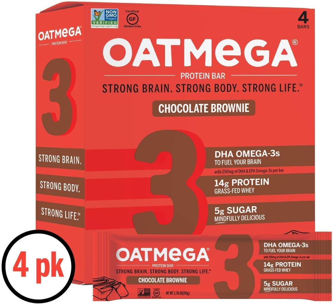 Oatmega Protein Bar, Chocolate Brownie, 1.8 Ounce, 4 Count