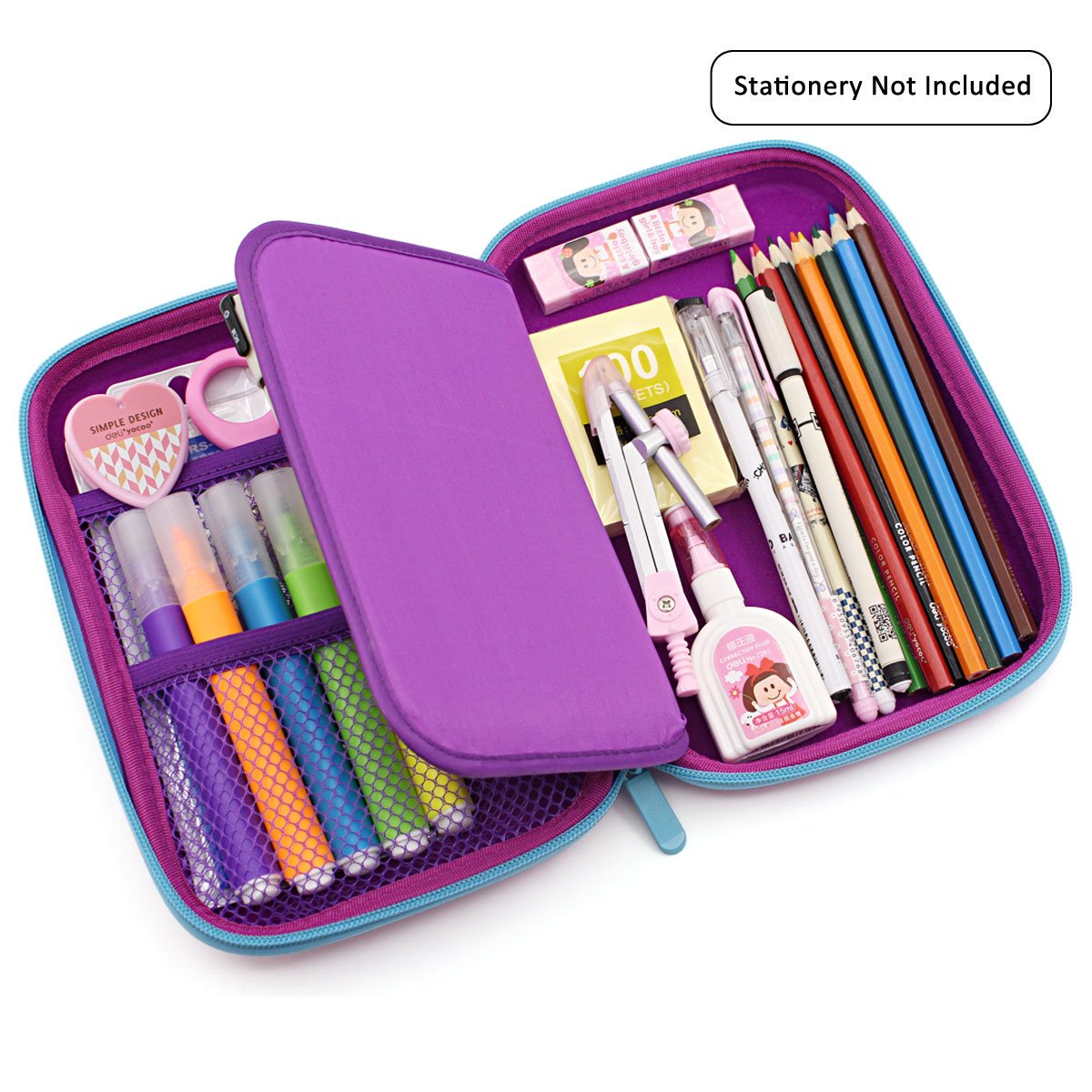 Cute Unicorn Embossed Hardtop Pencil Case Kids Large Pen Holder Box