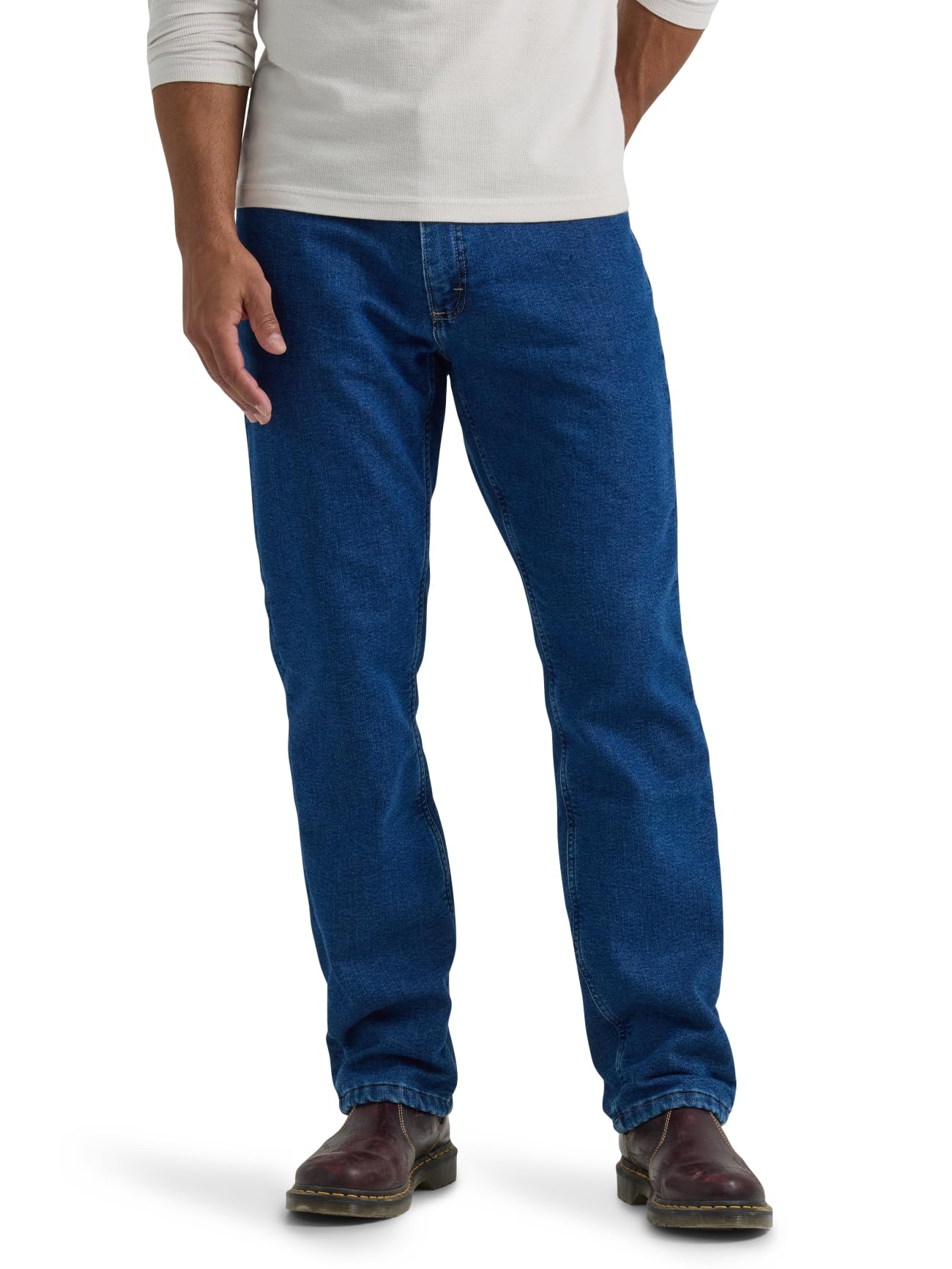 Lee Men's Legendary Relaxed Straight Jean Blue Matter-Gray Fleece-Lined 42W x 34L Image Lee Men's Legendary Relaxed Straight Jean Blue Matter-Gray Fleece-Lined 42W x 34L Image
