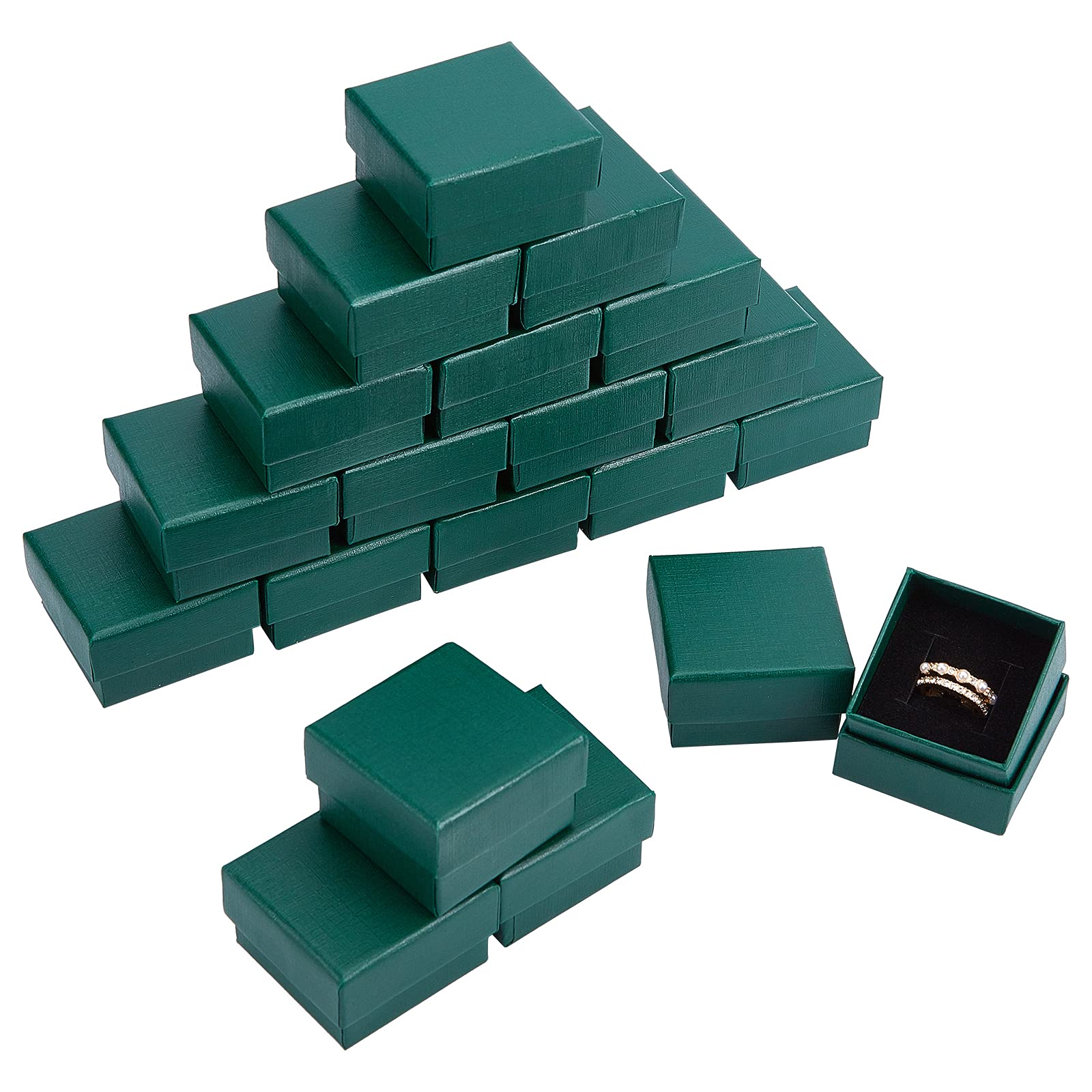 NBEADS 20 Pcs Cardboard Jewellery Boxes, 5.2x5.2x3.2cm Ring Gift Box Cardboard Display Boxes with Sponge Mat for Anniversaries Weddings Or Birthdays