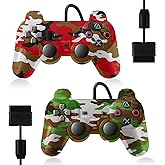HaeBorl PS2 Controller, 2 Pack Wired Controller for PS2/PS2 Slim/PS1, Replacement Wired Controller Compatible with PS2, Dual Vibration & Stable Signal