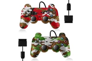 HaeBorl PS2 Controller, 2 Pack Wired Controller for PS2/PS2 Slim/PS1, Replacement Wired Controller Compatible with PS2, Dual Vibration & Stable Signal