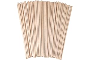 Senkary Wooden Dowel Rods 1/8 x 12 Inch Unfinished Natural Wood Craft Dowel Bamboo Sticks for Flower Bouquet Crafting, 100 Pieces