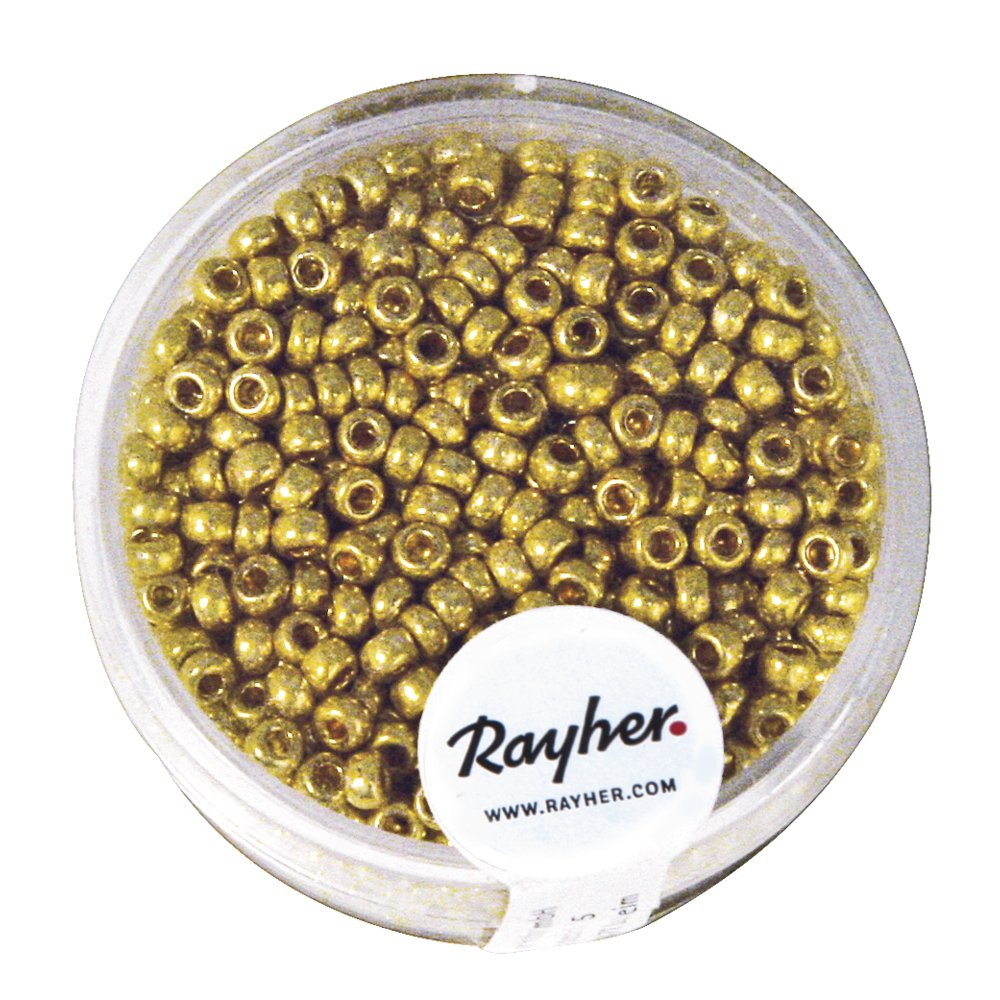 RAYHER HOBBY 1406806 Rocailles 2.6 mm ÃƒÆ’ Ã‚, perlmutt, Dose 17g, gold, nicht Wa