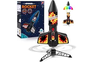 EIEYMCT Rocket Launcher for Kids - Self-Launching 200 ft Motorized Outdoor Electric Play Toy, High Flying Kids' Play Air Rocket with Launch Set, Birthday Toys Gifts for Boys 8-12, Flame Pattern