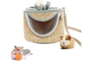 Hamster Carrier Bag, HAONIU Small Pet Carrier Bag Straw Super Soft Flannel Hedgehog Pouch Portable Outgoing Travel Bag for Small snimals Guinea Pig Sugar Glider (Green)