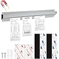 16 Inch Desk Receipt Holder with 2 Pcs Ticket Rack Magnetic Note, Silver Kitchen Slide Check Rack, Bill Orders Ticket Holder Tab Aluminum Display Rail for Restaurant Cafes Pubs Bars