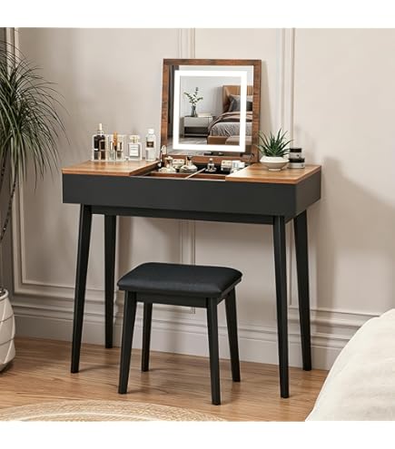 Amazon.com: CuisinSmart Vanity Table with Flip Top Mirror, Wooden