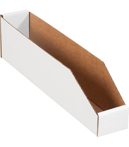 Aviditi Corrugated Cardboard Storage Bins, 8\"x 15\"x 4 1/2\", White, Pack...
