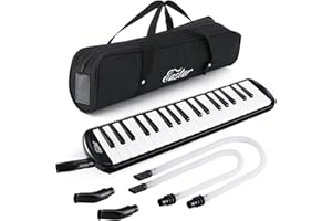 Eastar 37 Key Melodica Instrument with Mouthpiece Air Piano Keyboard, Carrying Bag, Black