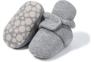 Sawimlgy Newborn Infant Baby Girl Boy Cotton Booties Stay On Sock Slippers Soft Bedroom Shoes Non-Skid Ankle Boots With Grippers Toddler Crib Warm Shoe First Walker Birthday Shower Gift