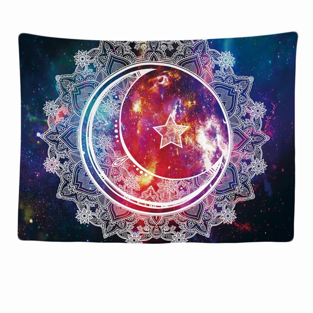 Ulticool – Decorative Wall Tapestry Bedroom - Mandala White Sun Moon - 200 x 150 cm Large – Fabric Wallpaper – Tapestry Aesthetic Wall - Panoramic Decoration — image 1