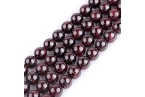 GEM-INSIDE CREATE YOUR OWN FASHION GEM-Inside Natural 8mm Dark Red Garnet Gemstone Smooth Round Stone Loose Beads Crystal Energy Stone Power for Jewelry Making 15"