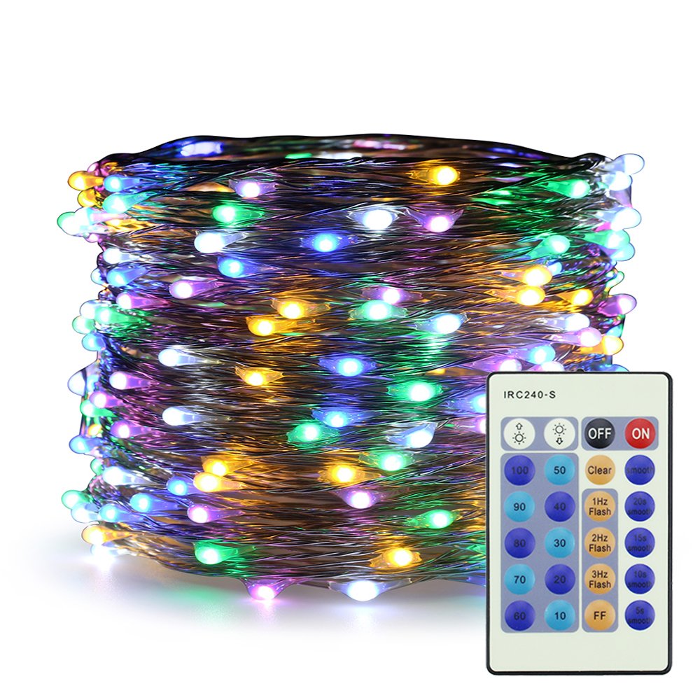 ER CHENMulticolor Fairy Lights Plug in, 66ft 200 LED Starry String Lights Dimmable with Remote Control, Waterproof Copper Wire Decorative Lights for Bedroom, Patio, Garden, Yard, Party （Multicolor）