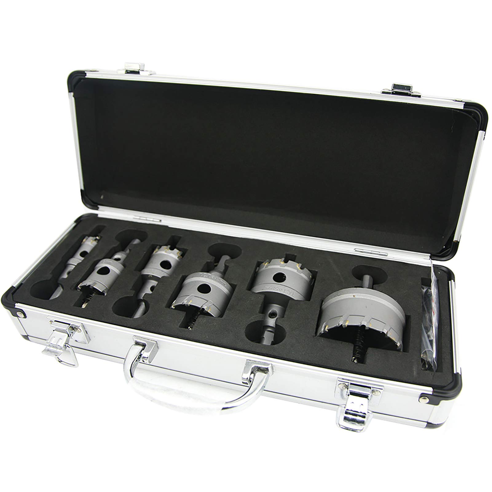 NORTOOLS Hole Saws,7 PCS TCT Drill Bit sets with Pilot Drills Set, Heavy Duty Hole Cutte for Brick Stone Concrete Cement, Stainless Steel Cavity Wall Box Set