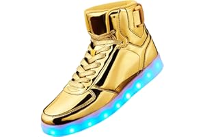 DIYJTS Unisex LED Light Up Shoes, Fashion High Top LED Sneakers USB Rechargeable Glowing Luminous Shoes for Men, Women, Teens