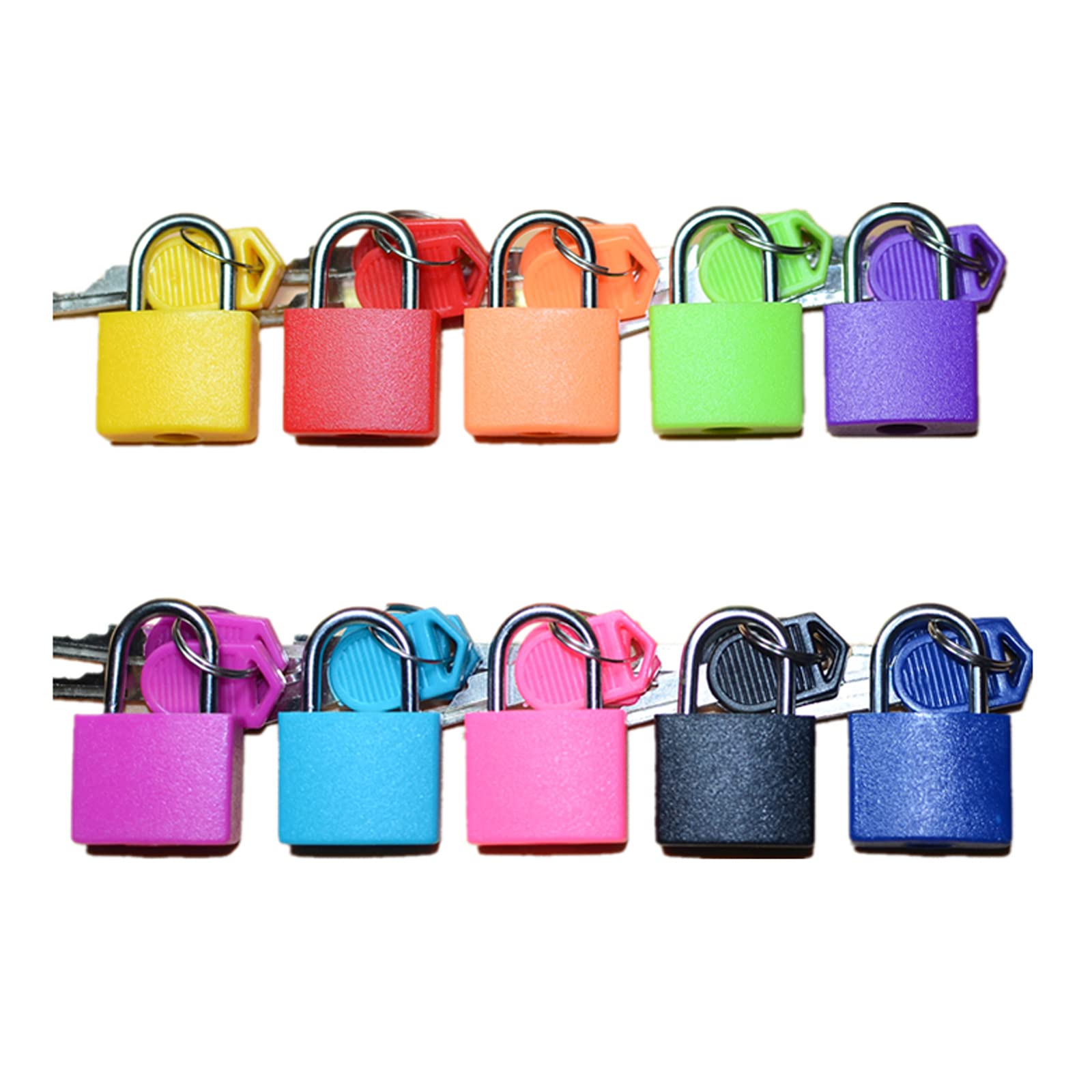 10 Pack Small Colored Padlocks,Mini Suitcase Locks Key Padlock Multicolor Coated Metal Padlocks with Keys for School Gym Locker Baggage Locks Filing Cabinets Toolbox