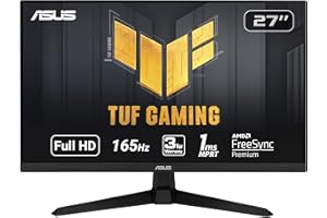 ASUS TUF Gaming 27" 1080P Monitor - Full HD, 165Hz (Supports 144Hz), 1ms, Extreme Low Motion Blur, FreeSync Premium, Shadow Boost, Eye Care, HDMI, DisplayPort, Tilt Adjustable - VG277Q1A,Black