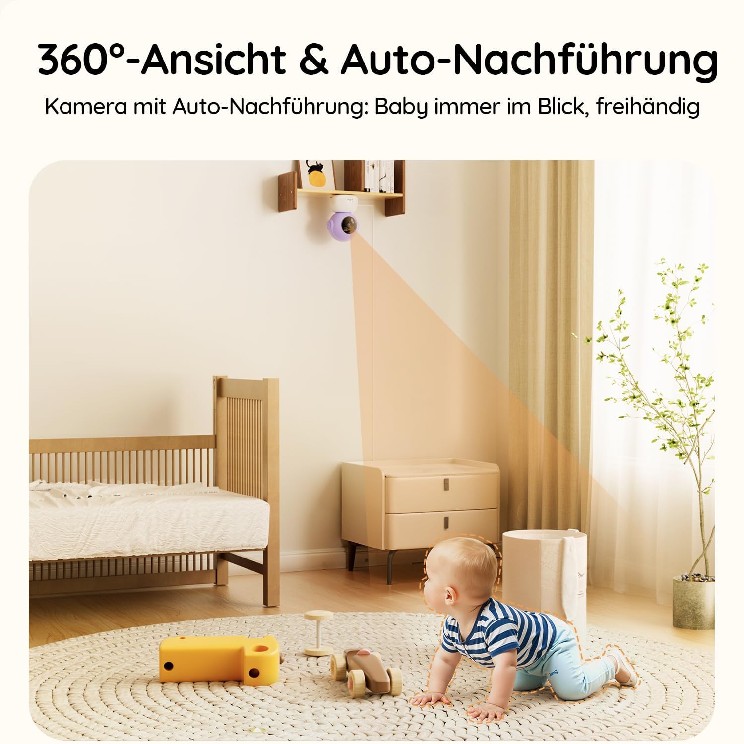 BOIFUN 2026 2K/3MP Babyphone mit Kamera WLAN, Nachtsicht ohne Sichtbares Licht, 5" Video Babyfon mit App, 360° Automatische Verfolgung, Weinen-, Bewegungs- und Geräuscherkennung, Temperaturerkennung 9
