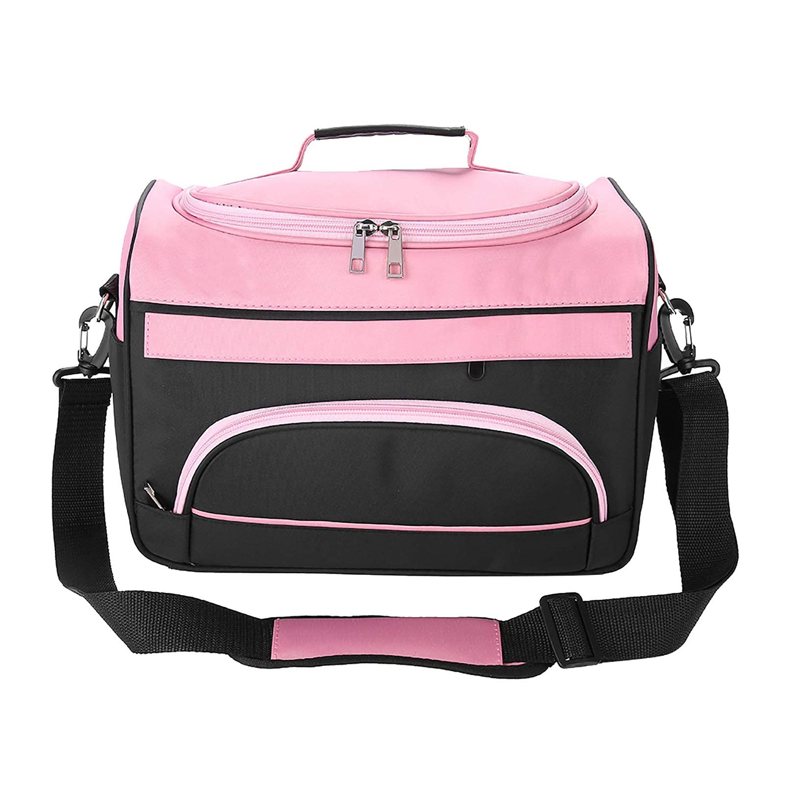 Cosmetic Case Organizer Bag Salon Hairdressing Bag Makeup Tool Storage Bag Multi Pockets Hairdresser Pouch Bag Hair Dryer Bag Travel Carry Bag with Shoulder Strap, 13.8 x 9.4 x 7.9 in(Pink)