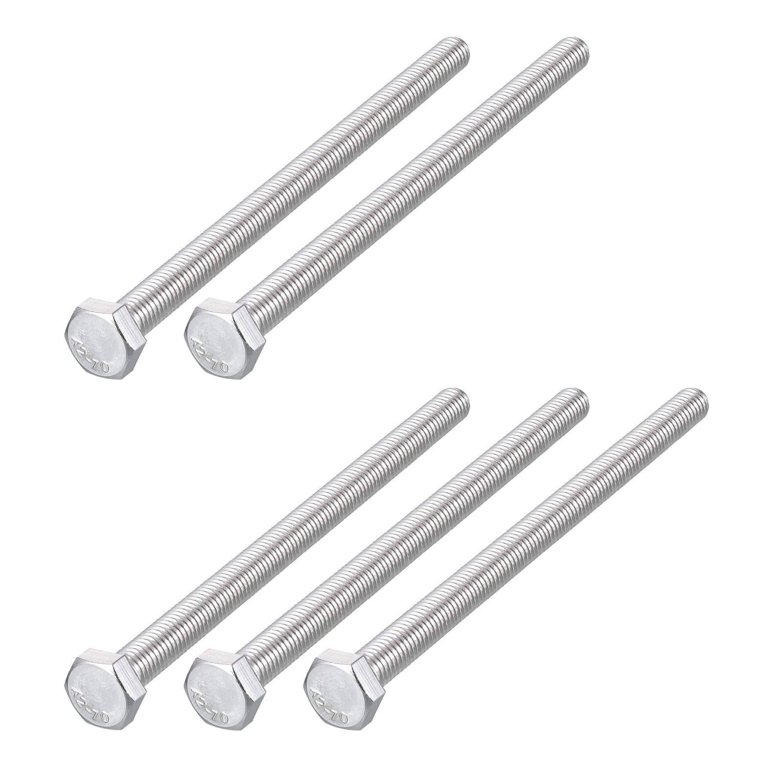 METALLIXITY Hex Bolts (M8-1.25x130mm) 5Pcs, 304 Stainless Steel Coarse Fully Threaded Hex Head Screw Bolt Machine Screws - for Furniture Repair, Silver
