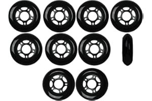 PLAYER'S CHOICE Inline Skate Wheels 80mm 82A Black Outdoor Roller Hockey or Racing Skates 10 Pack