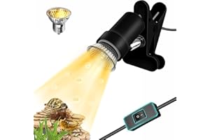 GOZILLA Reptile Heat Lamp, Turtle Lamp with 50W UVA/UVB Turtle Light Bulb, 360°Rotatable Clip Reptiles Basking Light for Amph