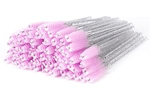 i-Laesh 100 Pcs Disposable Eyelash Brushes, Mascara Wands, Eye Lash Brush, Spoolies for Eyelash Extensions, Spoolie Eyebrow Eyeshadow Brow Makeup Supplies Kit Cleansing Glitter Applicator Tool