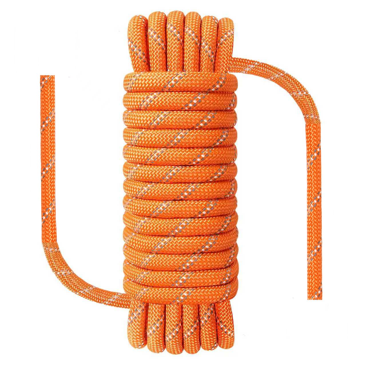 NorthPada 8 mm x 20 Meters Static Nylon Heavy Duty Outdoor Climbing Rope for Knotting Practice, Arborist Tree Work, Marine Anchor Boat, Rappelling Emergency, Swing, Orange