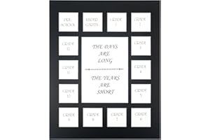 GMFrames School Days Photo Mat Prek-12 School Years Picture Mat Multi Graduation Photo Collage Black Mat with no Frame Pre-Sc