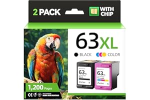 ZSTINT 63XL Ink Cartridges 2 Pack High Yield with Chip Replacement for HP 63 63xl Ink Compatible with HP Officejet 3830 4650 4655 5255 5258 5200 Envy 4510 4512 4520 4650 Deskjet 2130 2132 3630 3634 Printer