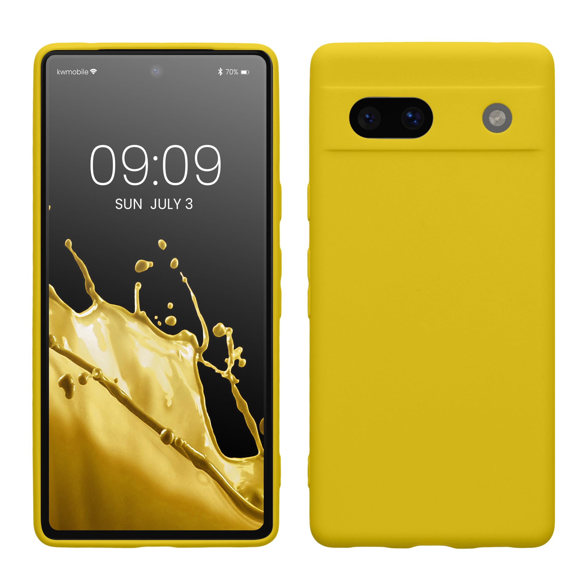 kwmobile Case for Google Pixel 7a Case - Protective Slim TPU Phone Cover - Soft Matte Finish - Radiant Yellow — image 1
