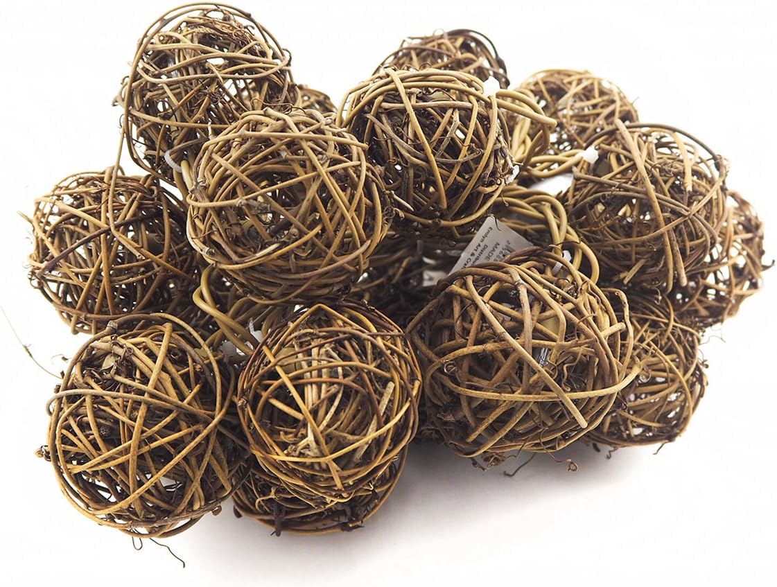 Emlyn Rattan Light-Rattan Ball LED String Lights 14.8ft 20 Bulbs Plug-and-Play Takraw Lantern Night Lights Fairy String Seasonal Rope Lights (Brown Ball)