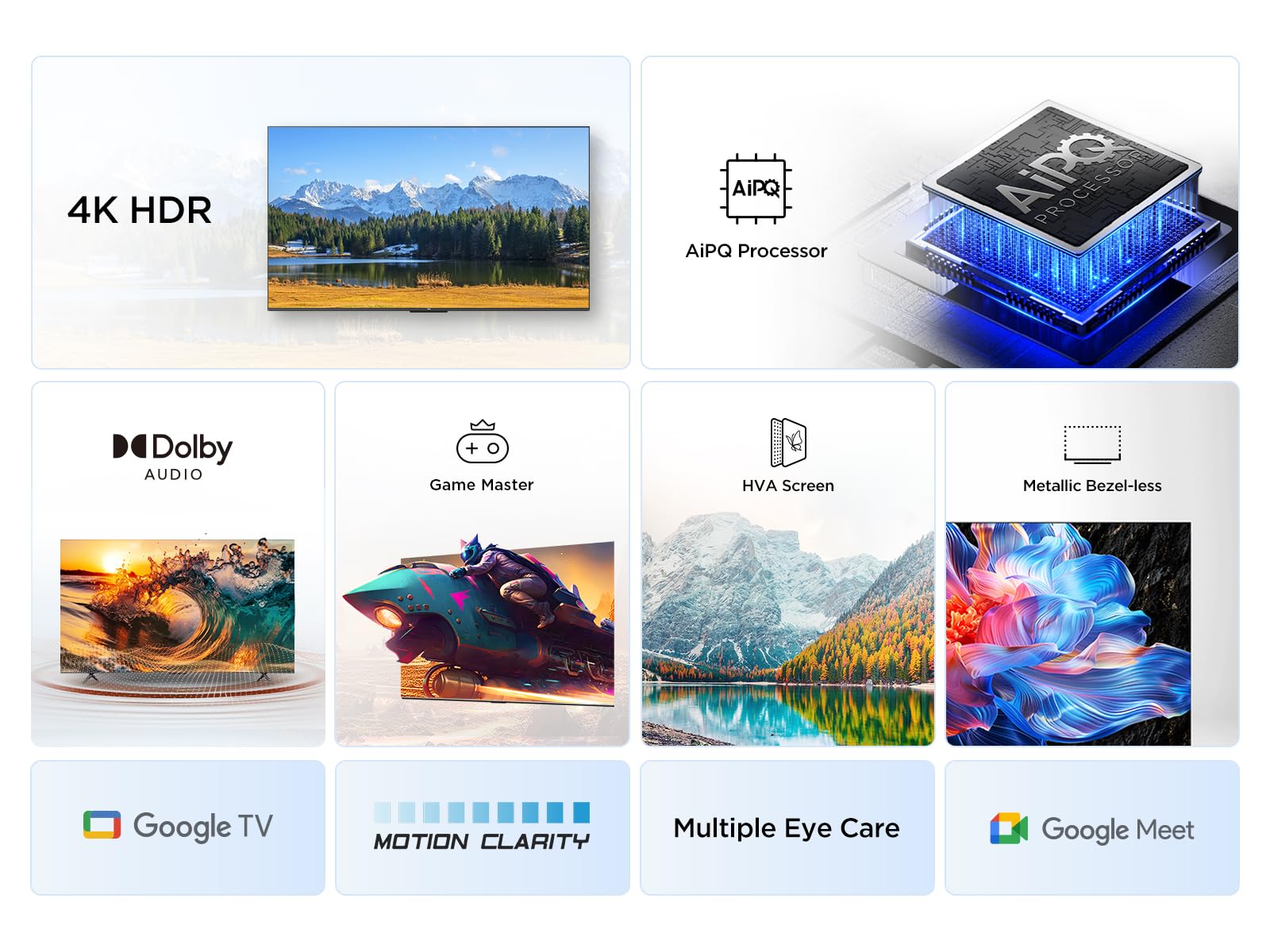 TCL 65V6C 65 Zoll Direct LED TV, 4K HDR Fernseher, Smart TV mithilfe von Google TV (Dolby Audio, Motion Clarity, Kompatibel mit Google Assistant & Alexa) 4