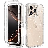 I-HONVA for iPhone 16 Pro Max Case Clear [Non Yellowing] Shockproof Dust/Drop Proof 3-Layer Protection [Without Screen Protector] Rugged Heavy Duty Cover for iPhone 16 Pro Max 6.9",Clear Glitter
