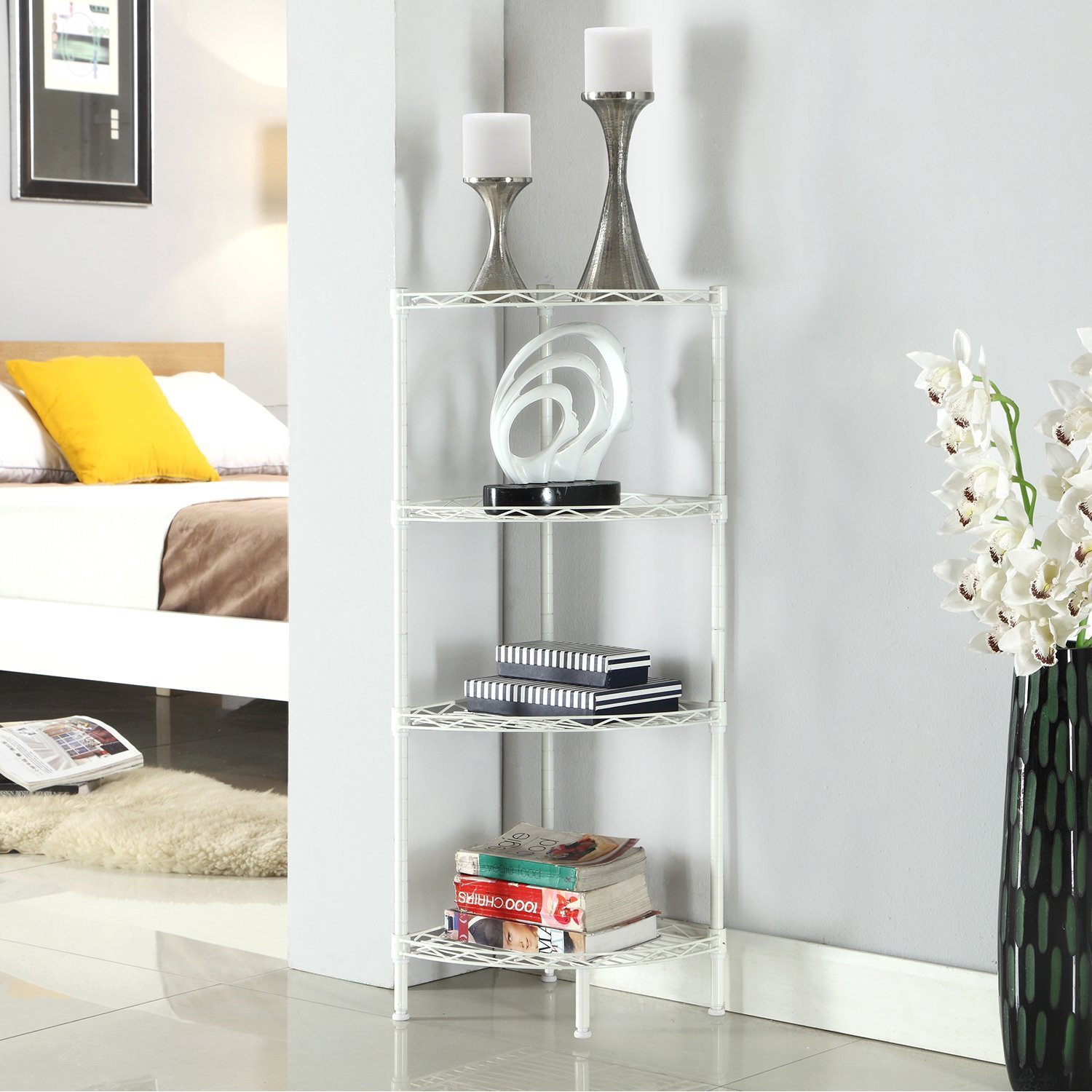 Buy HOMFA 4Tire Wire Corner Storage Shelves Free Standing Bathroom Corner Shelf Corner Rack