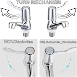 eTrademart 2pcs Bathroom Taps Pair 1/2 BSP Chrome Lever Separate Hot Cold view 3