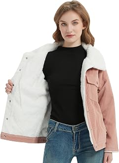 Gihuo Women's Vintage Corduroy Sherpa 