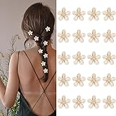 YISSION Mini Rhinestone Hair Clips - Fancy Flower Claw Clips and Hair Pins for Women and Girls, Champagne Hair Accessories