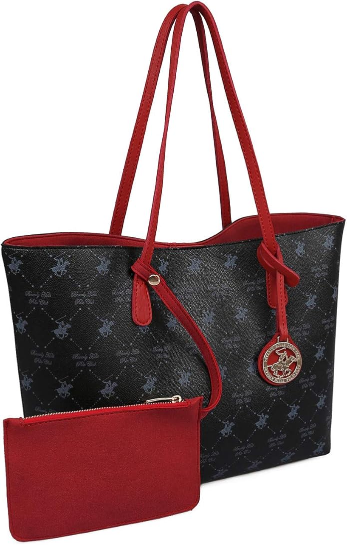 Beverly Hills Polo Club Women's Multiple Pockets + Handbag Multi Compartment Bag with a Short Beverly Hills Polo Club Women's Multiple Pockets + Handbag Multi Compartment Bag with a Short