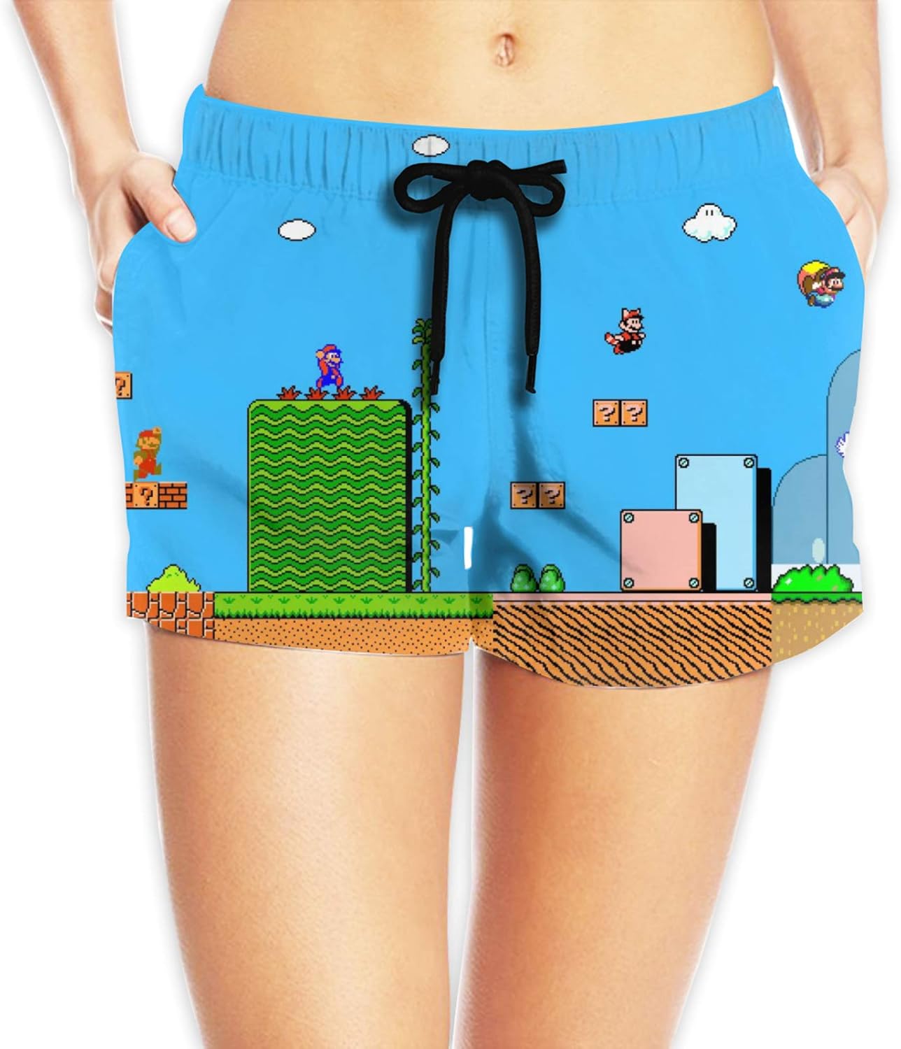 Super Mario Ladies Printed Beach Hot Pants, Refreshing, Leisure Sport