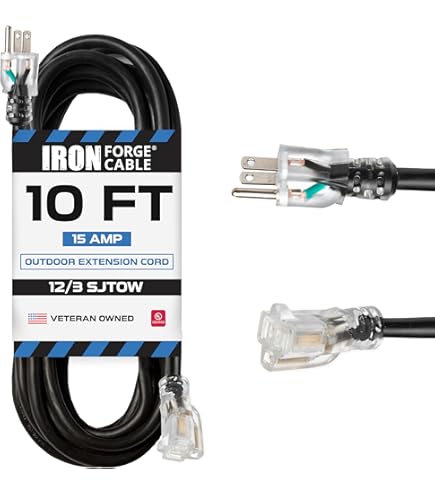 THONAPA 12 Gauge Heavy Duty Extension Cord - 10 Ft SJTOW Oil & Flame Resistant Outdoor Cord - View #10