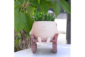NINIPAPA Cute Plant Pots Smiley Face Planter Funny Flower Pot, Rocking Chair Small Face Pot for Indoor Plants, Unique Head Planters Plant Lover Gifts on Mother's Day Birthday