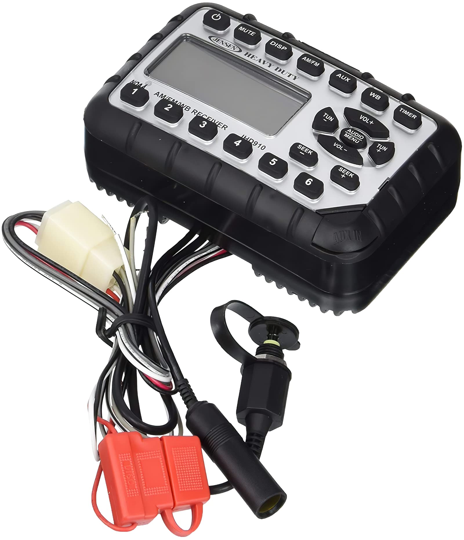 Photo 1 of Jensen JHD910 Heavy Duty Mini Waterproof AM/FM/WB Radio with 7-Channel NOAA Weatherband and Weather Alert, Front Panel Audio AUX-In for use with iPods, MP3 Players & Portable CD Players (Renewed)