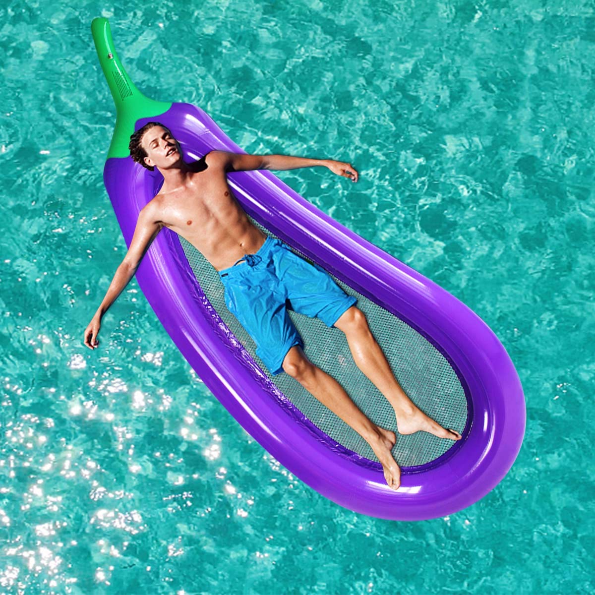 Eggplant pool floats,Pool lounger floats,eggplant mesh bottom pool float, Great for chilling in the pool and have held up with kids crawling on them (250x110cm)